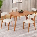 Ver imagem 1 de Conjunto Sala de Jantar Mesa 110x80cm Tampo em MDF Laminado 4 Cadeiras Ceci Yescasa Marrom/Off White