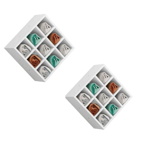 Kit 2 Suporte Porta Toalha Alana 9 Nicho Decorativo Multiuso Branco