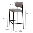 Ver imagem 4 de Banqueta Alloa Fixa com 4 Pés 50 x 44,7 x 163,5cm com 1 Unidade Cinza/Preto Epoxi