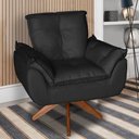 Ver imagem 1 de Poltrona/cadeira Decorativa Glamour Opala com Base Giratória 30cm em Madeira Preto