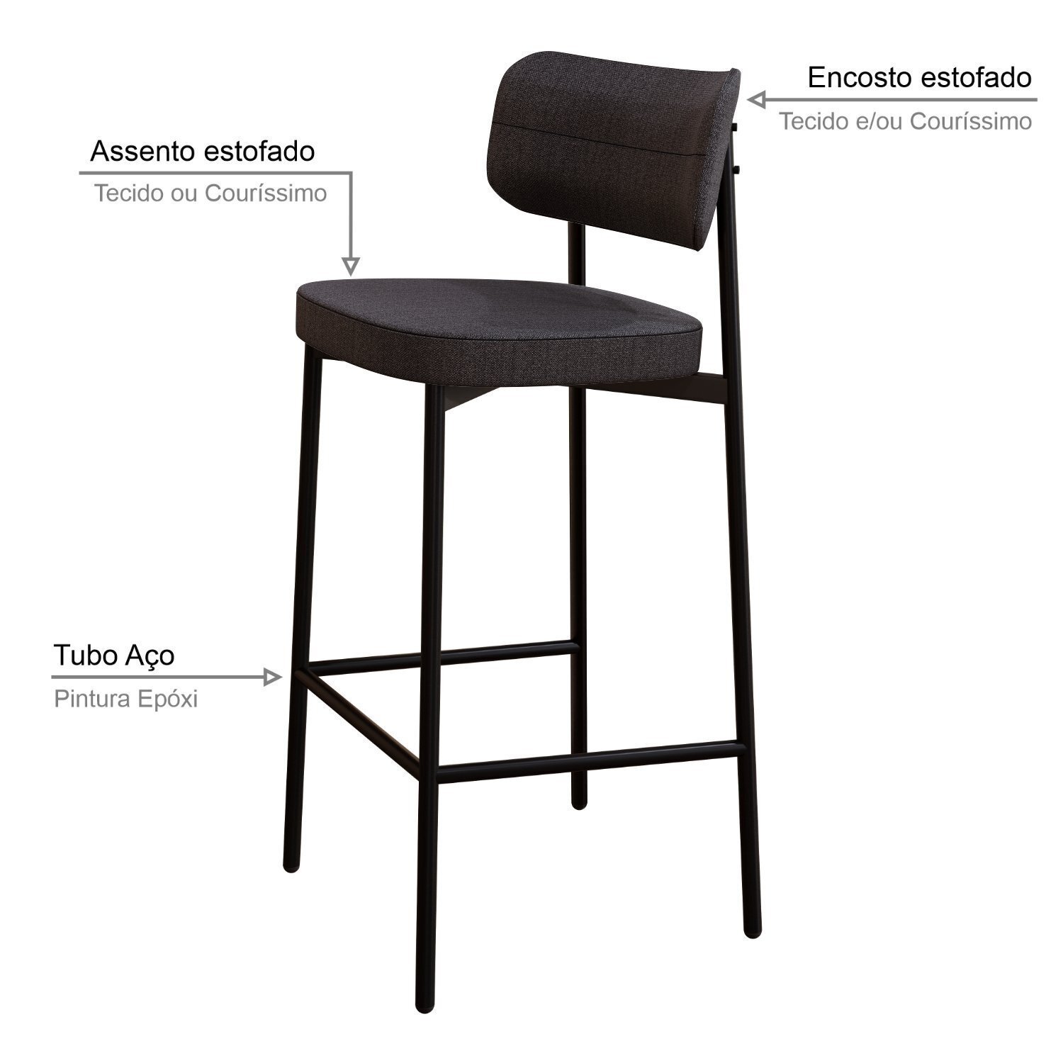 Banqueta Alloa Fixa com 4 Pés 50 X 44,7 X 163,5cm com 1 Unidade - 5