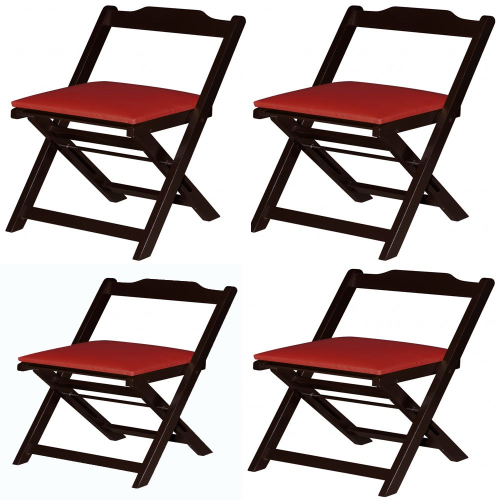 Conjunto Mesa e Cadeiras Madeira Maciça Dobravel 70x70 N&E Loja Vermelho - 8