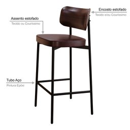 Banqueta Alloa Fixa com 4 Pés 50 X 44,7 X 163,5cm com 1 Unidade - 5