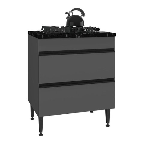 Balcão de Cozinha para Cooktop 70cm 1 Porta 1 Gaveta Milano Multimóveis Mp2386 Cinza