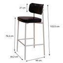 Ver imagem 4 de Banqueta Alloa Fixa com 4 Pés 50 x 44,7 x 163,5cm com 1 Unidade Preto/Branco Epoxi