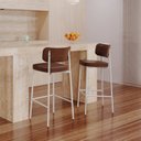 Ver imagem 3 de Banqueta Alloa Fixa com 4 Pés 50 x 44,7 x 163,5cm com 1 Unidade Marrom/Whisky/Branco Epoxi
