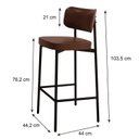Ver imagem 4 de Banqueta Alloa Fixa com 4 Pés 50 x 44,7 x 163,5cm com 1 Unidade Marrom/Whisky/Preto Epoxi