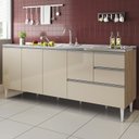 Ver imagem 4 de Balcão para Pia de 1,80 Mt Maceió com Gavetão Amendoa Off White Puxador Aluminio