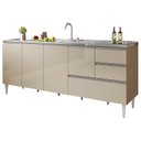 Ver imagem 1 de Balcão para Pia de 1,80 Mt Maceió com Gavetão Amendoa Off White Puxador Aluminio