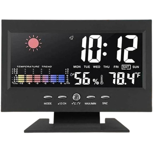 Relógio Digital Led Alarme Luz Soneca Mostrador Meteorológico Calendário e Temperatura