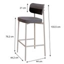 Ver imagem 4 de Banqueta Alloa Fixa com 4 Pés 50 x 44,7 x 163,5cm com 1 Unidade Cinza/Preto/Branco Epoxi