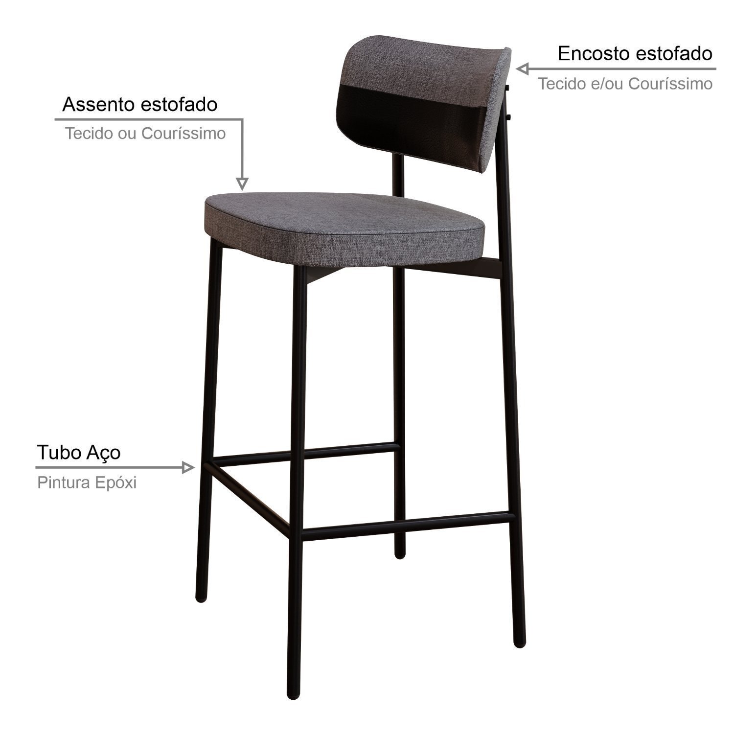 Banqueta Alloa Fixa com 4 Pés 50 X 44,7 X 163,5cm com 1 Unidade - 5