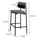 Ver imagem 4 de Banqueta Alloa Fixa com 4 Pés 50 x 44,7 x 163,5cm com 1 Unidade Cinza/Preto Epoxi