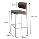 Ver imagem 4 de Banqueta Alloa Fixa com 4 Pés 50 x 44,7 x 163,5cm com 1 Unidade Cinza/Whisky/Branco Epoxi