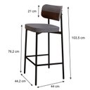 Ver imagem 4 de Banqueta Alloa Fixa com 4 Pés 50 x 44,7 x 163,5cm com 1 Unidade Cinza/Whisky/Preto Epoxi