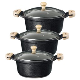 Jogo Panela Preto Craq Antiaderente Cerâmica Javali AM 26a30 - 1 Jogo Panela Preto Craq Antiaderente Cerâmica Javali AM 26a30 - 1