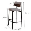 Ver imagem 4 de Banqueta Alloa Fixa com 4 Pés 50 x 44,7 x 163,5cm com 1 Unidade Cinza/Café/Preto Epoxi