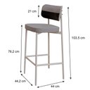 Ver imagem 4 de Banqueta Alloa Fixa com 4 Pés 50 x 44,7 x 163,5cm com 1 Unidade Cinza/Preto/Branco Epoxi