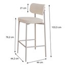 Ver imagem 4 de Banqueta Alloa Fixa com 4 Pés 50 x 44,7 x 163,5cm com 1 Unidade Branco/Palha/Epoxi