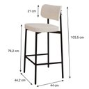Ver imagem 4 de Banqueta Alloa Fixa com 4 Pés 50 x 44,7 x 163,5cm com 1 Unidade Branco/Palha/Preto Epoxi