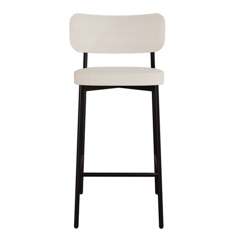 Banqueta Alloa Fixa com 4 Pés 50 x 44,7 x 163,5cm com 1 Unidade Branco/Palha/Preto Epoxi