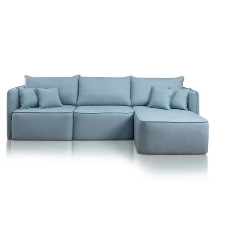 Sofá com Chaise Búzios - 3 Mod 260 Bouclé Azul 514