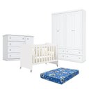 Ver imagem 1 de Quarto de Bebê Americano 4 Portas com Berço Americano Evolution 4 em 1 Branco Acetinado Reller e Col