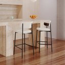 Ver imagem 3 de Banqueta Alloa Fixa com 4 Pés 50 x 44,7 x 163,5cm com 1 Unidade Branco/Palha/Café/Preto Epoxi