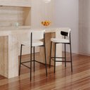 Ver imagem 3 de Banqueta Alloa Fixa com 4 Pés 50 x 44,7 x 163,5cm com 1 Unidade Branco/Palha/Preto/Epoxi