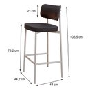 Ver imagem 4 de Banqueta Alloa Fixa com 4 Pés 50 x 44,7 x 163,5cm com 1 Unidade Preto/Café/Branco Epoxi