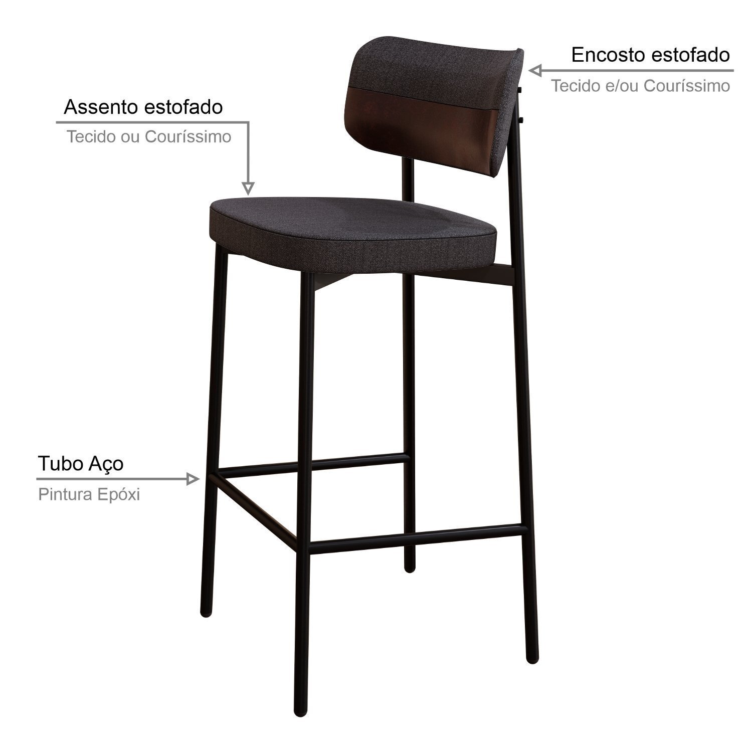 Banqueta Alloa Fixa com 4 Pés 50 X 44,7 X 163,5cm com 1 Unidade - 5