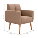 Ver imagem 2 de Poltrona Malaga Bouclé Cinza 69x69cm com Espuma D20 para Sala e Quarto