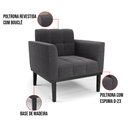 Ver imagem 3 de Poltrona para Sala Base Madeira Fixa Preto Elisa Bouclê Grafite D03 - D'rossi