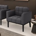 Ver imagem 2 de Poltrona para Sala Base Madeira Fixa Preto Elisa Bouclê Grafite D03 - D'rossi