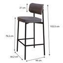 Ver imagem 4 de Banqueta Alloa Fixa com 4 Pés 50 x 44,7 x 163,5cm com 1 Unidade Cinza/Preto Epoxi