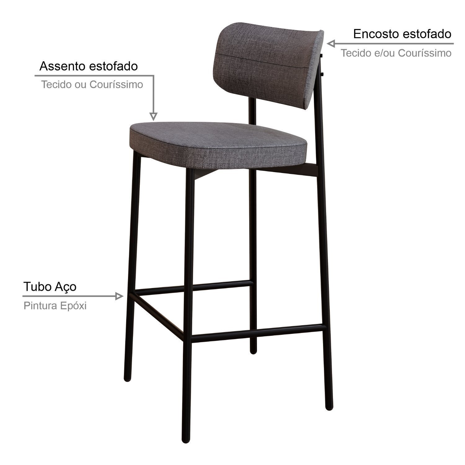 Banqueta Alloa Fixa com 4 Pés 50 X 44,7 X 163,5cm com 1 Unidade - 5