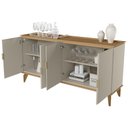 Ver imagem 6 de Buffet Aparador 160cm 4 Portas Pé Madeira Ozzy Jequitibá/off L06 - Mpozenato