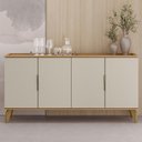 Ver imagem 4 de Buffet Aparador 160cm 4 Portas Pé Madeira Ozzy Jequitibá/off L06 - Mpozenato