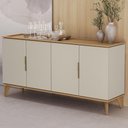 Ver imagem 2 de Buffet Aparador 160cm 4 Portas Pé Madeira Ozzy Jequitibá/off L06 - Mpozenato