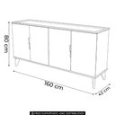 Ver imagem 3 de Buffet Aparador 160cm 4 Portas Pé Madeira Ozzy Jequitibá/off L06 - Mpozenato