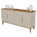 Ver imagem 1 de Buffet Aparador 160cm 4 Portas Pé Madeira Ozzy Jequitibá/off L06 - Mpozenato