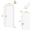 Ver imagem 3 de Kit Porta de Madeira Decorada 215x64cm Batente 10cm Cantareira Abertura Direita Marrom/Ipê MGM