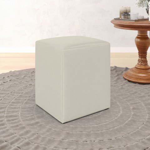 Puff Izar / Couro Artificial Bege