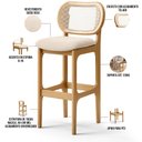 Ver imagem 4 de Kit 03 Banquetas Altas Para Cozinha Bancada Sala Tela Betta Fixa L02 Suede Bege - Lyam Decor