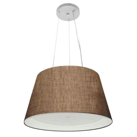 Lustre Pendente Cone Md-4119 Cúpula em Tecido 21/40x30cm Café / Branco - Bivolt