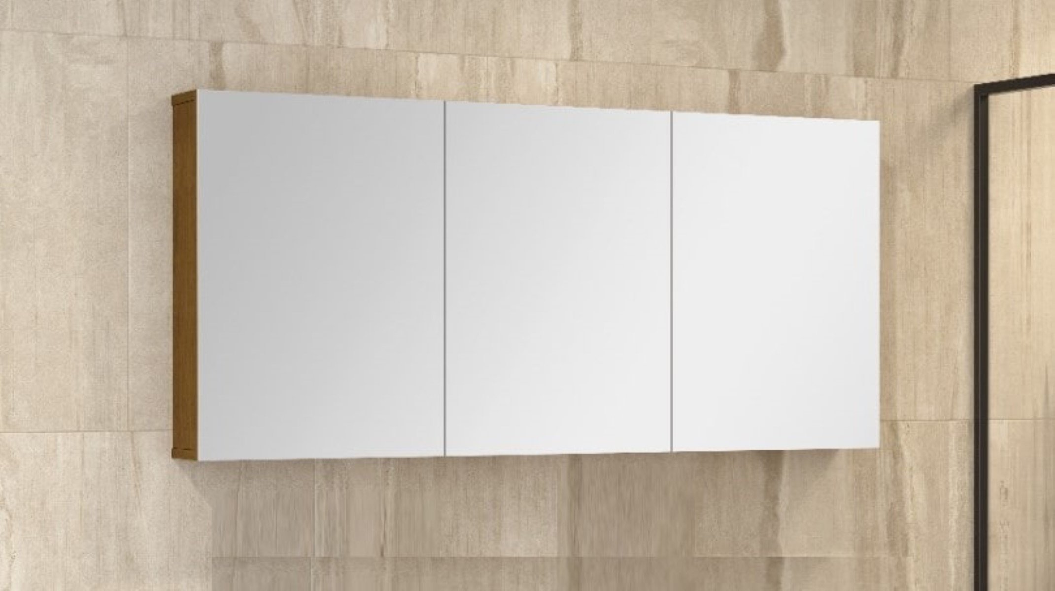 Espelheira Banheiro Intenso 120 x 57 x 14 cm 3 Espelhos Freijó
