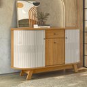 Ver imagem 1 de Buffet Aparador 3 Portas 136 Cm Monza Cinamomo Off White Madetec