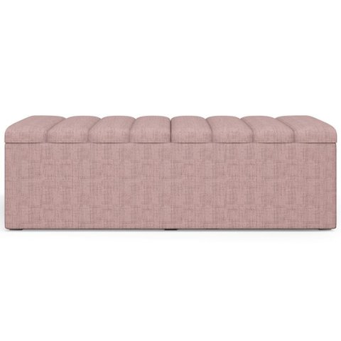 Calçadeira Recamier Baú para Cama de Casal Dália 140x50 cm W01 Linho Rosa - Lyam Decor