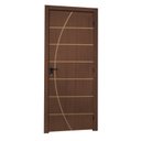 Ver imagem 2 de Kit Porta de Madeira Decorada 215X94CMBATENTE 10cm Neblina Abertura Direita Marrom/Ipê MGM