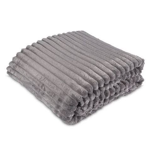 Cobertor Manta Casal Soft Canelada 2,20m x 1,80m Califórnia Cor Cinza